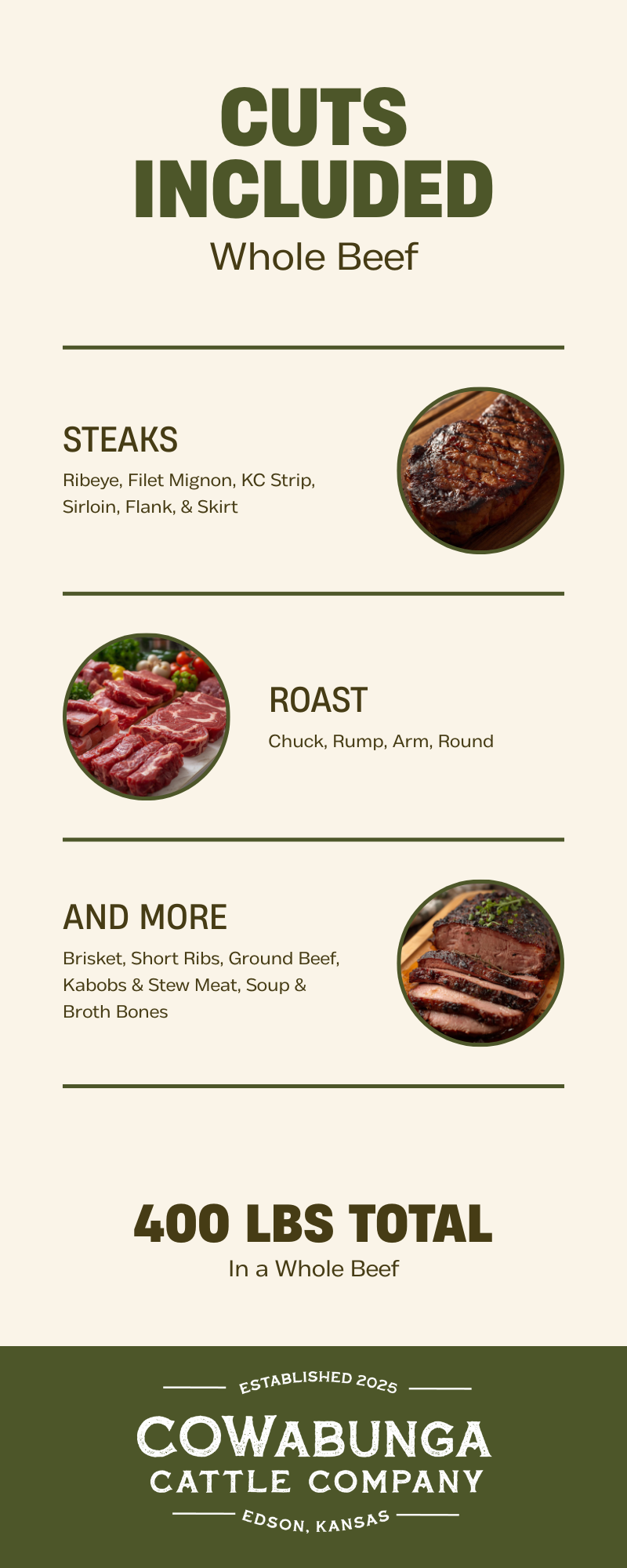Whole Beef - 400lbs