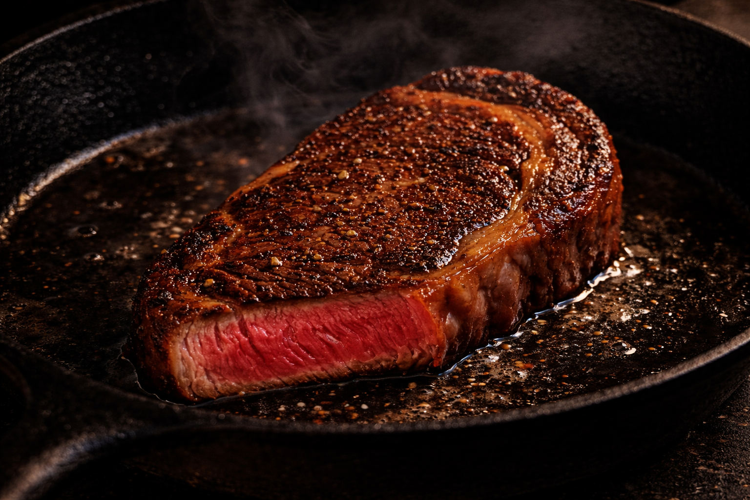 steak in cast iron pan